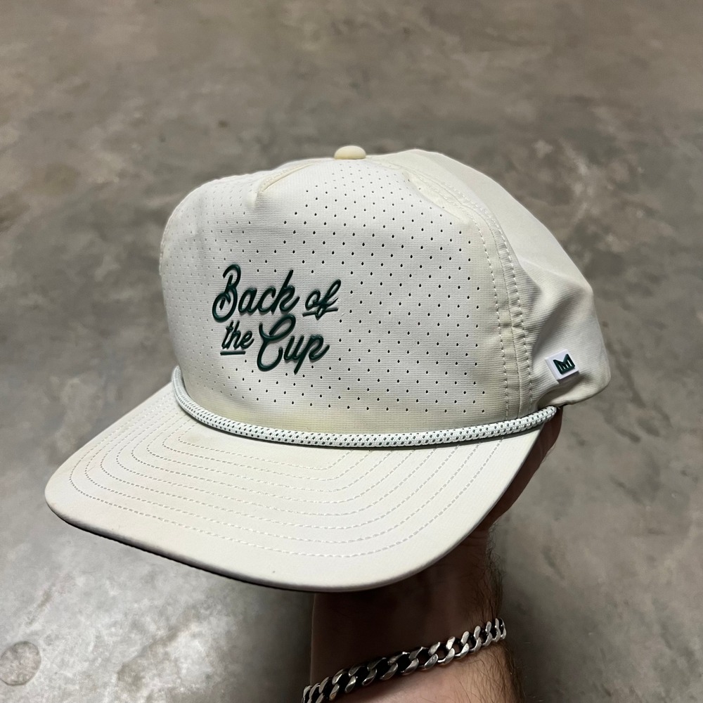 Melin Coronado Hydro Links Back of the Cup Golf Hat Cream Green Snapback XL